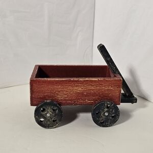 Vintage Wooden Toy Wagon with Black Wheels